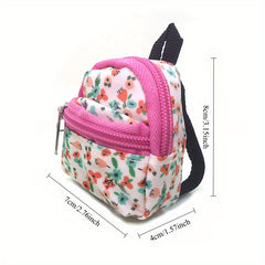 1:12 Schoolbag Floral Pink Strap Zipper Dollhouse Accessory