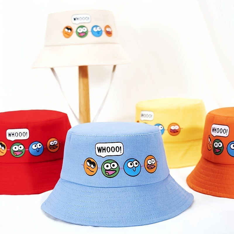 Kids Cartoon Print Bucket Hat Fisherman Hat Wide Brim for Sunscreen
