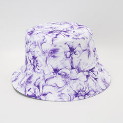 Vintage Print Reversible Bucket Hat Summer Beach Travel Fisherman Cap