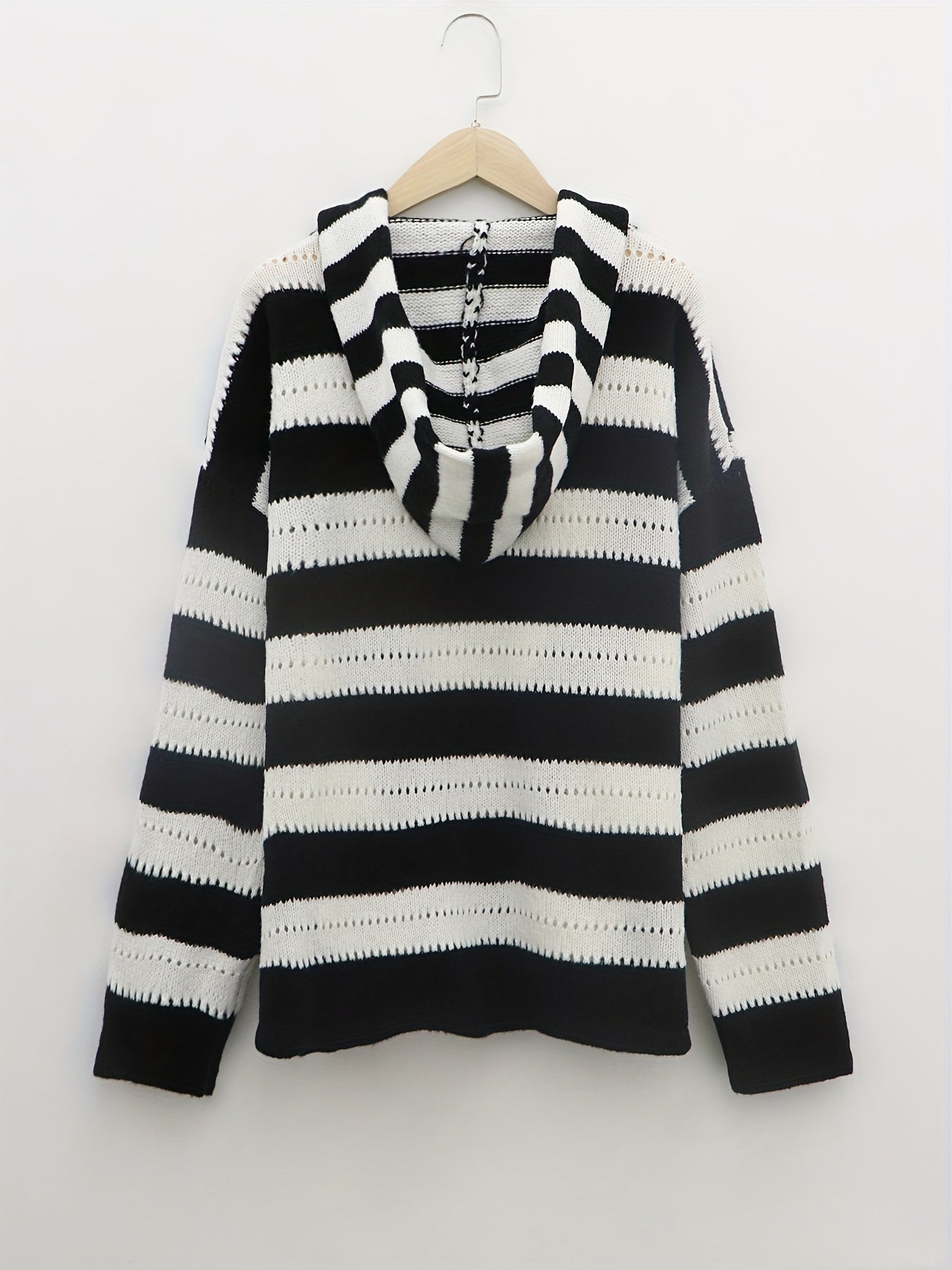 Striped Long Sleeve Stretch Hooded Jumper