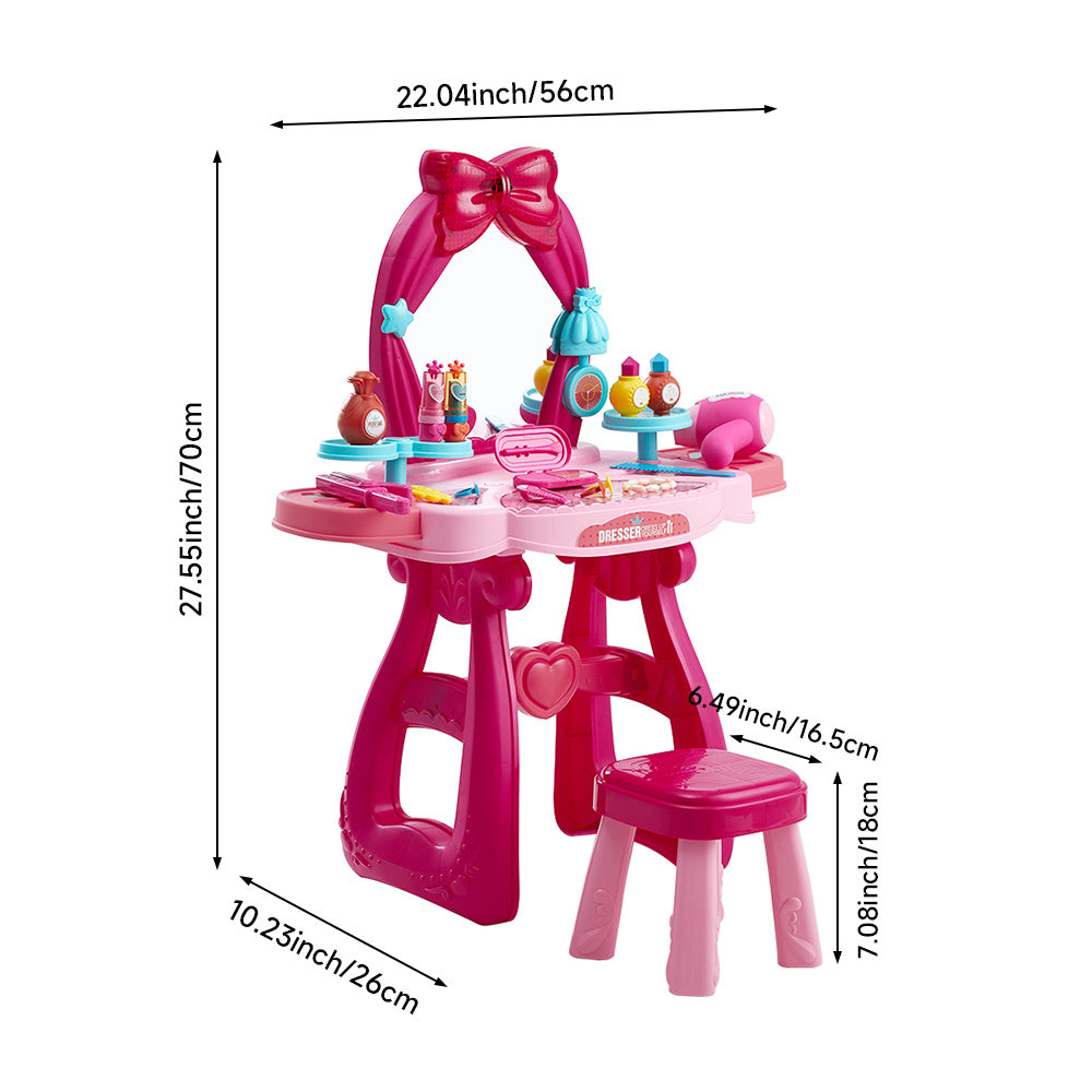 Princess Vanity Set Light Up Mirror Toy Makeup Desk for Girls