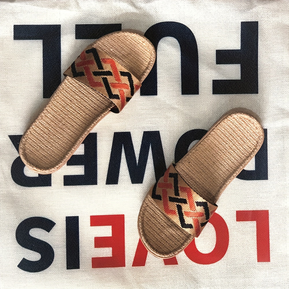 Men's Linen Non Slip Slides Comfortable Quick Drying Slides
