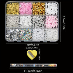 500PCS 3D Nail Art Kit Resin Bows Flat Back Pearls Assorted Shapes DIY Craft