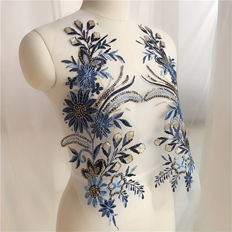 Sequin Flower Lace Fabric Embroidered Gown Appliques Collar
