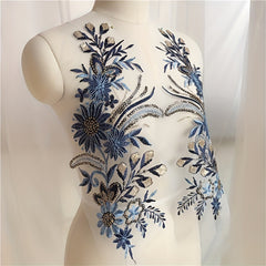 Sequin Flower Lace Fabric Embroidered Gown Appliques Collar