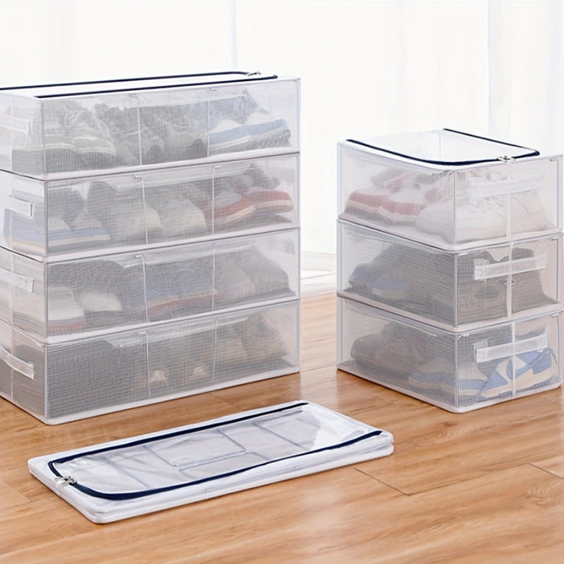 Clear Shoe Storage Box PVC Shoe Packaging Container Wardrobe Organizer