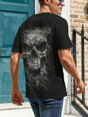 Skull Print Men's Graphic Crew Neck Active T shirt
