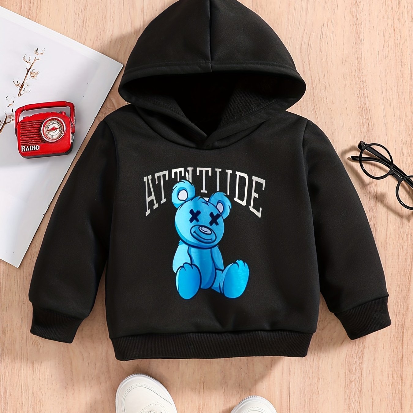Baby Boys Bear Graphic Pullover Hoodie Spring/Autumn Sweatshirt