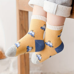 5 Pairs of Car Pattern Socks for Boys - All Seasons