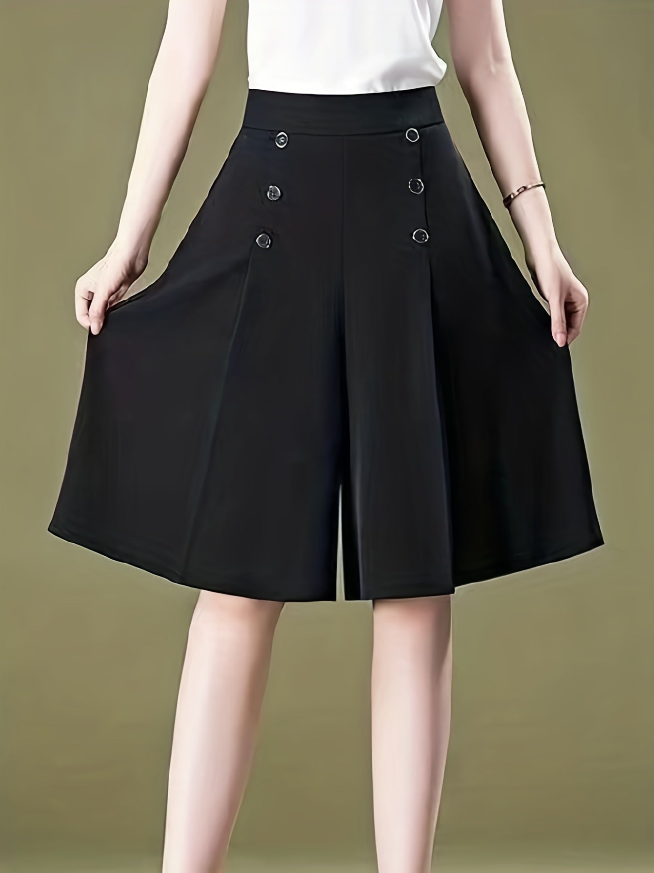 Elastic Waist Bermuda Shorts Casual Wide Leg Shorts