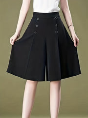 Elastic Waist Bermuda Shorts Casual Wide Leg Shorts
