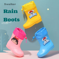 Swalker Girl's Animal Pattern Rain Boots Non Slip Waterproof Shoes