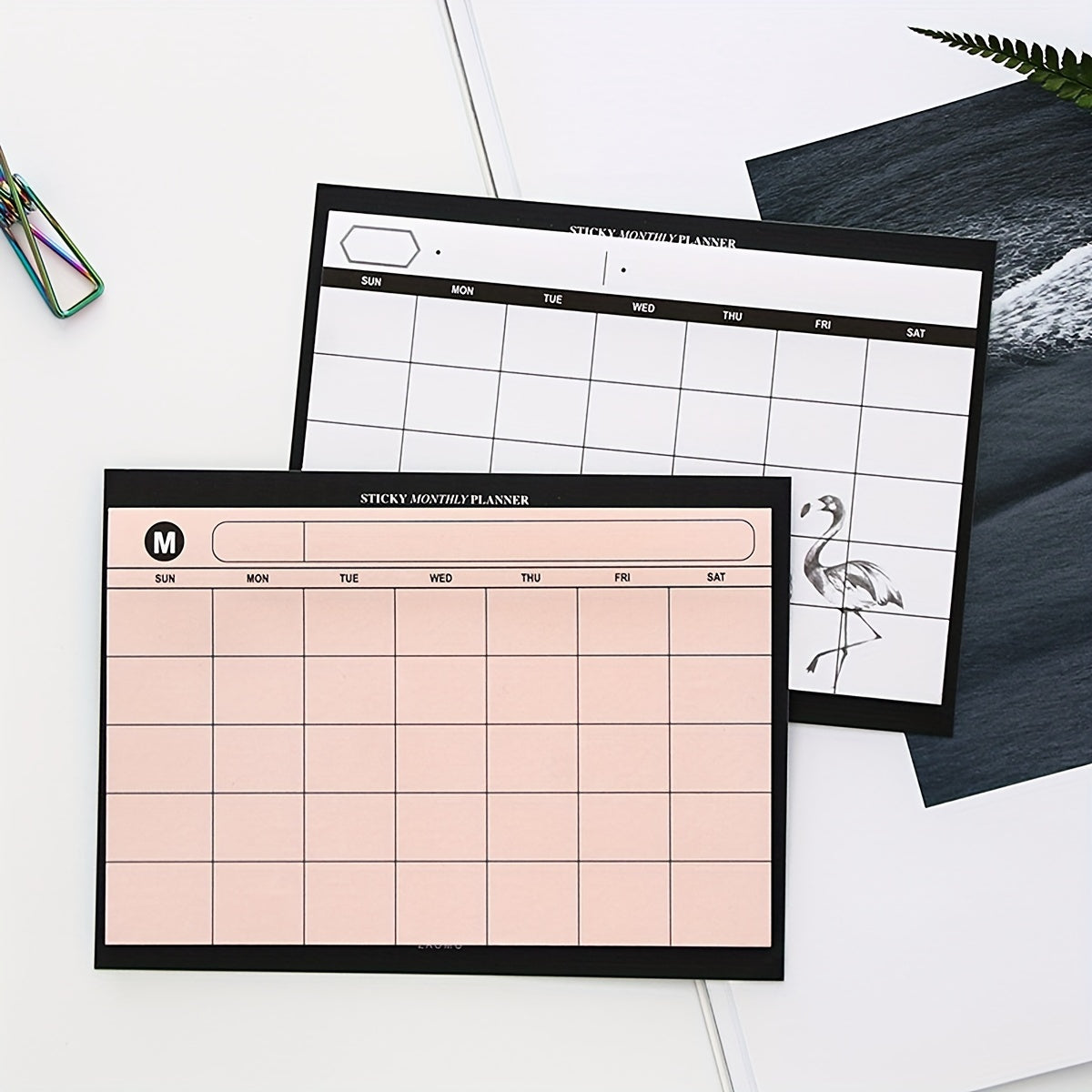 Desktop Schedule Book Monthly Planner Learning Memo Pad Self-adhesive 30sheets