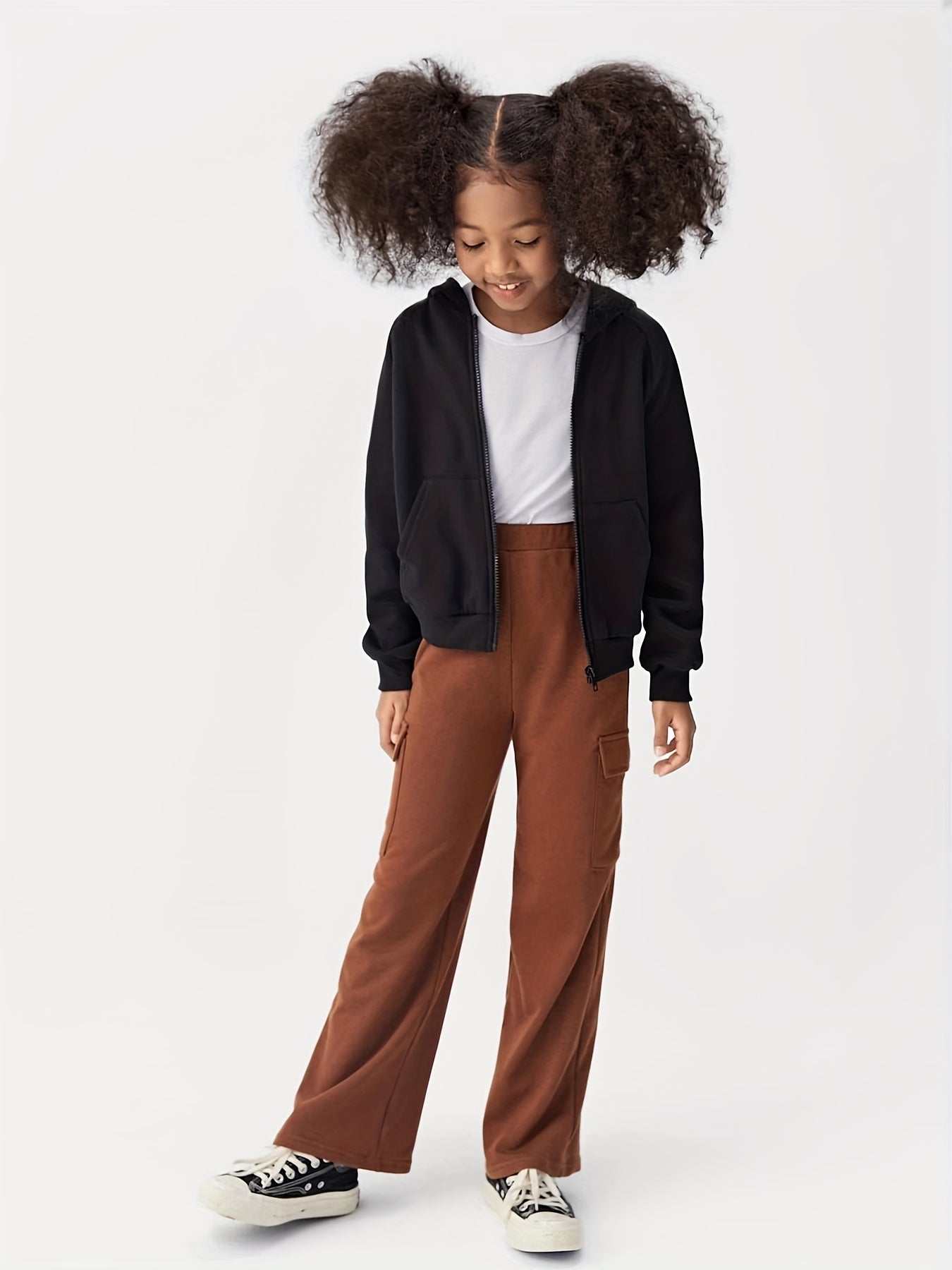 Girl's Zip Up Long Sleeve Hoodie Cardigan Jacket