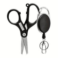 SAMSFX Retractable Lanyard Fishing Scissors with Hook Sharpeners
