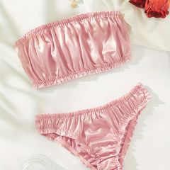 Sexy Ruffle Lingerie Set Strapless Tube Bra & Panties
