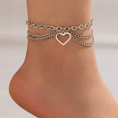 Layered Snake Pendant Ankle Bracelet Hollow Alloy Chain Anklet