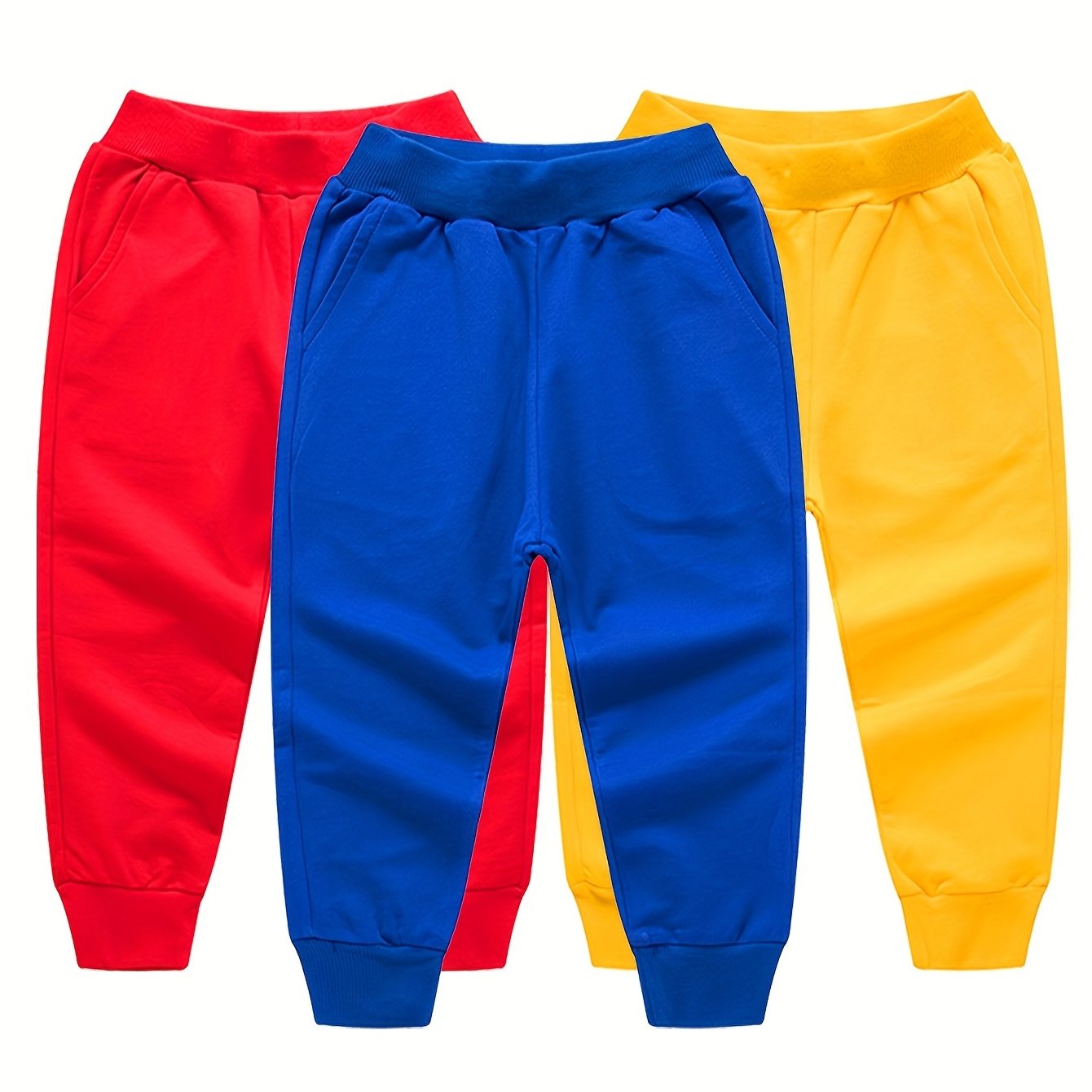 3pcs Boys Casual Active Sweatpants Breathable Jogger Sports Pants Kids Clothing