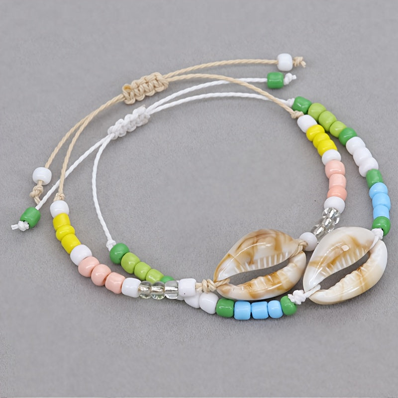 Colorful Acrylic Shell Bracelet with Beads for Girls