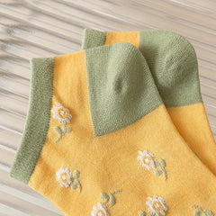 5 Pairs Floral & Heart Print Socks Low Cut Women's Stockings