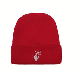 Gesture Letter Embroidery Knitted Beanie Hat Street Autumn Winter Hat