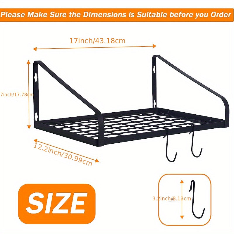 Space Saving Pot and Pan Hanger with 8 Hooks Steel Wall Mounted Rack