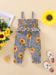 Baby Girls Off the Shoulder Sunflower Jumpsuit