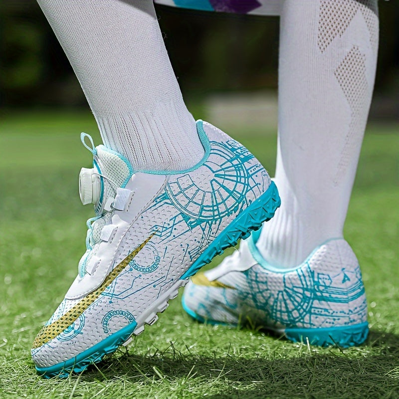 Boy's Turf Football Boots w/ Rotating Buckle Outdoor Anti skid TF Soccer Cleats