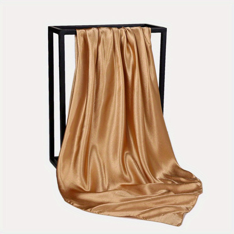 Solid Satin Hijab Large Square Scarf Turban Women Silk Bandana