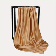 Solid Satin Hijab Large Square Scarf Turban Women Silk Bandana