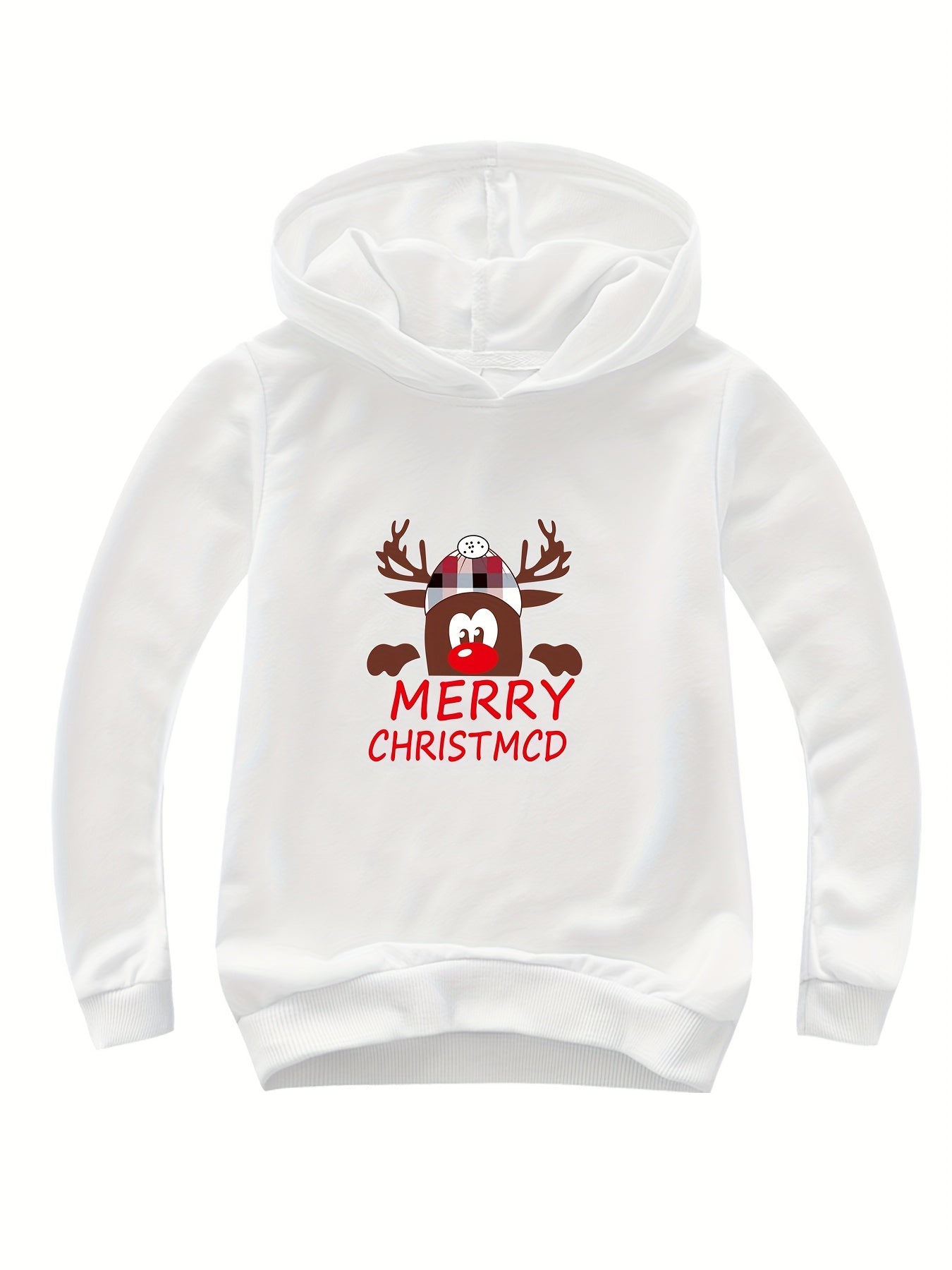 Reindeer Graphic Christmas Hoodie for Girls