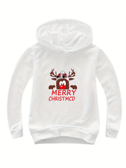 Reindeer Graphic Christmas Hoodie for Girls