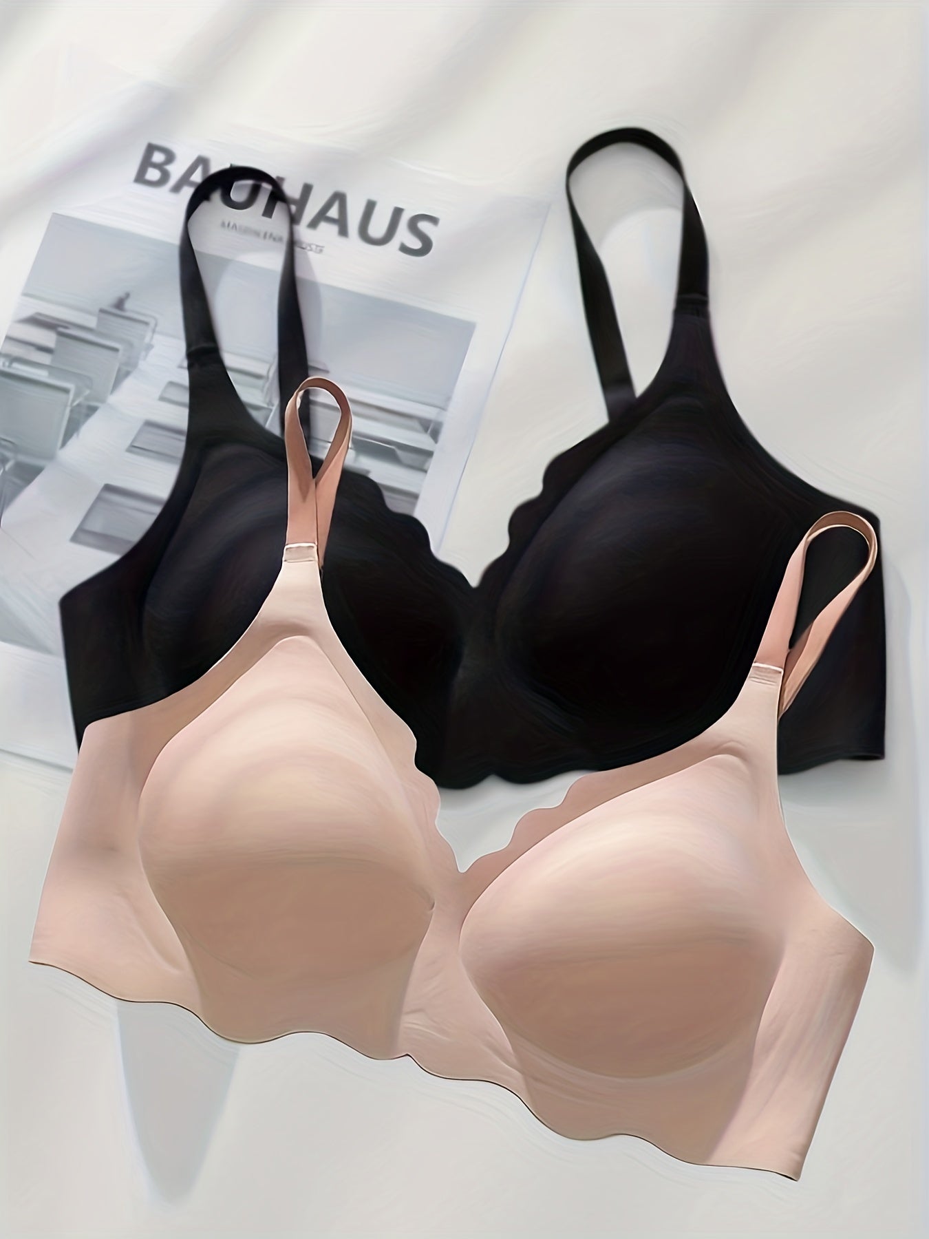 Colorblock Wave Trim Wireless Bra Women's Lingerie & Underwear