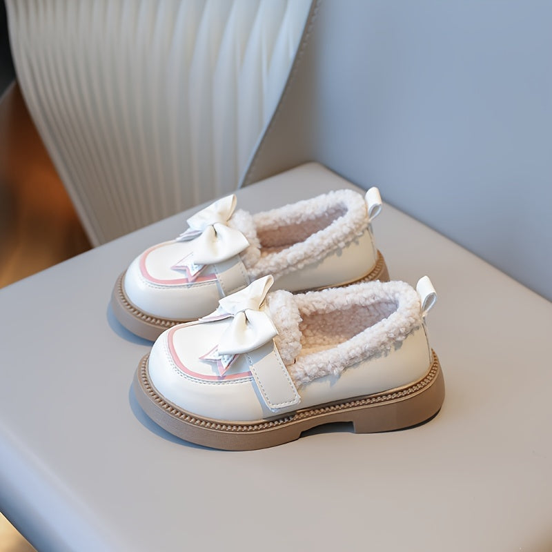 Bowknot Plus Fleece Winter Shoes For Girls