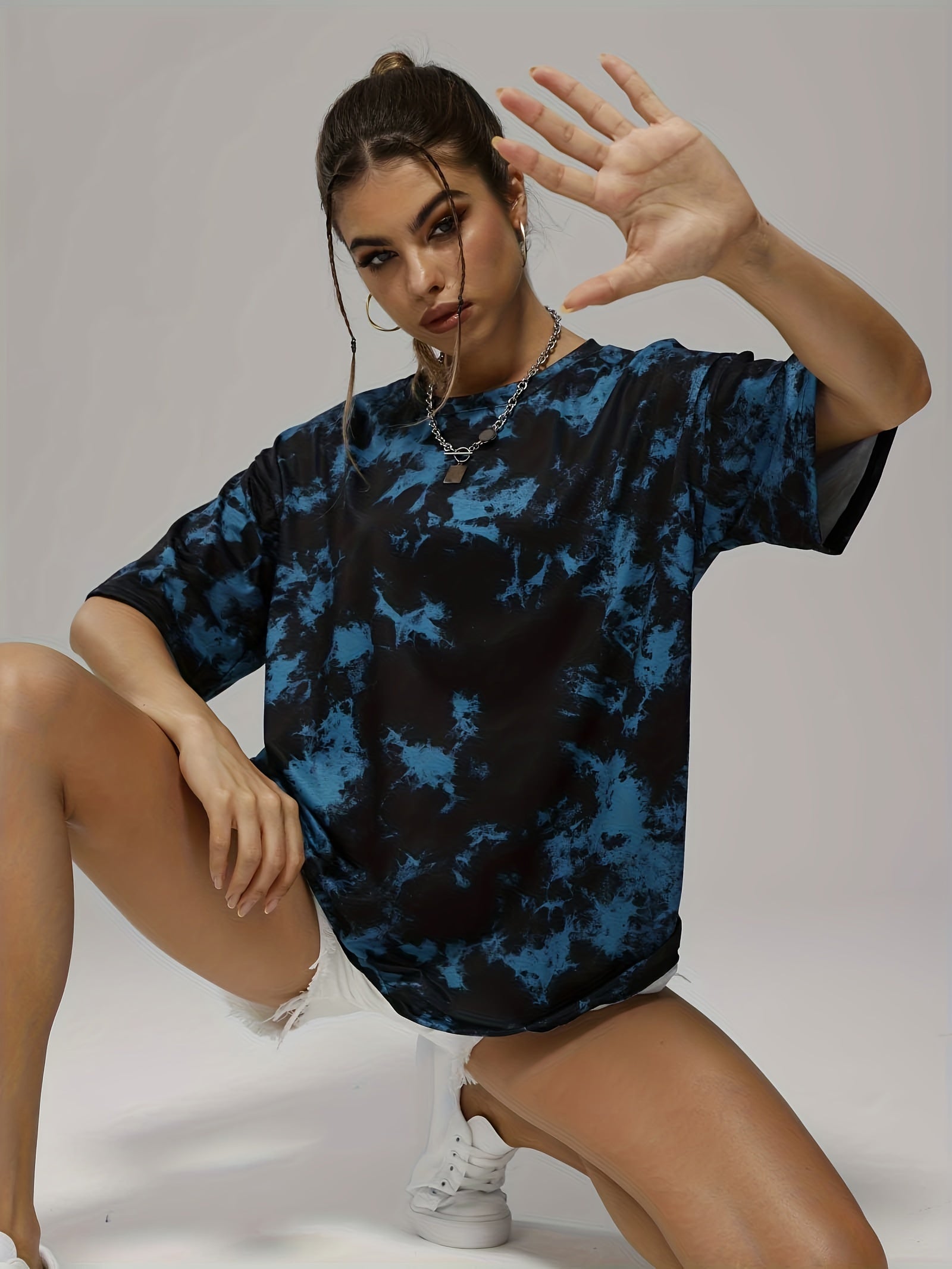 Women's Tie Dye Half Sleeve T-shirt Crew Neck Casual Tee