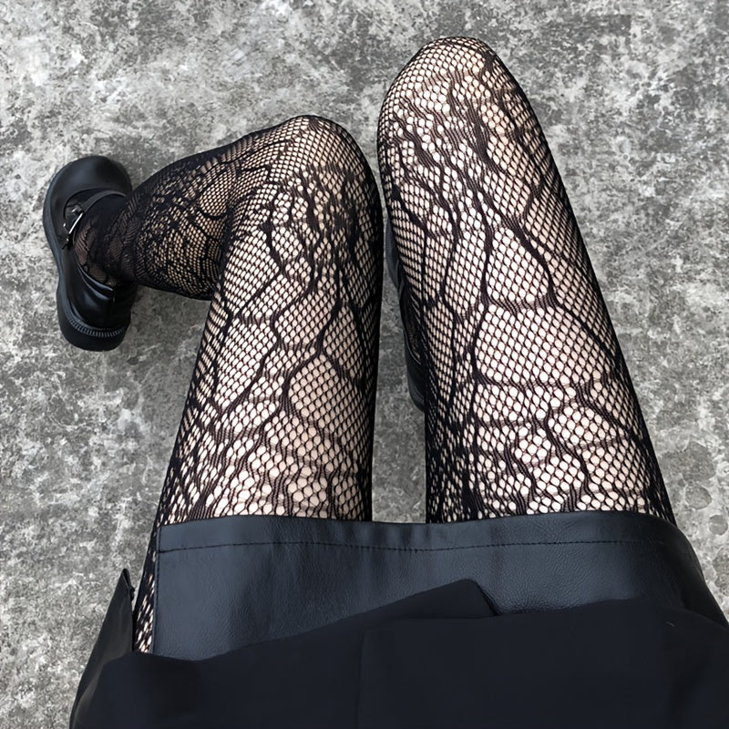 Spider Web Pattern Fishnet Tights High Waist Mesh Pantyhose