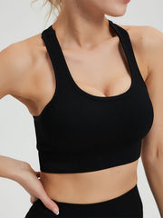 2pcs Yoga Set Ribbed Tank Top & High Waist Shorts