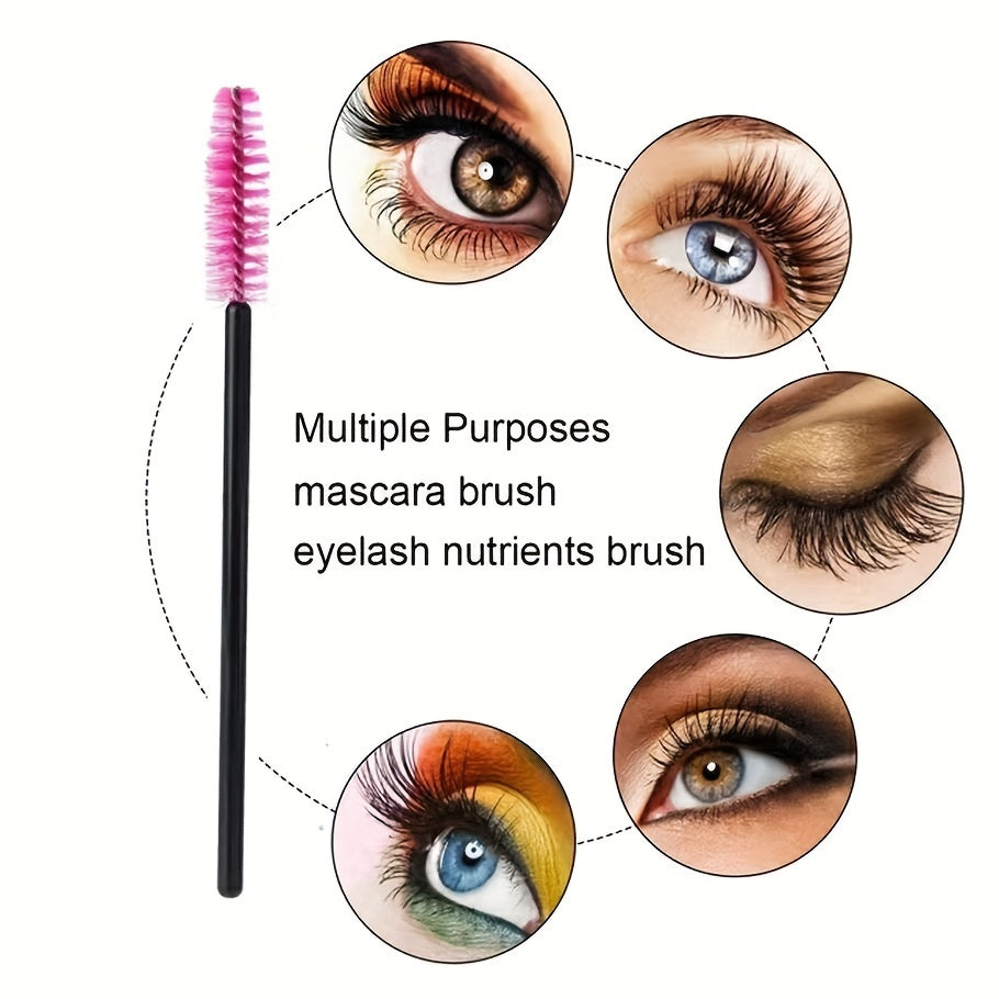 100Pcs Mascara Wands Eyebrow Brush Set Pink Purple