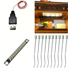 10pcs 1X4 LED DIY Lighting Kit with Expansion Boards and USB Connector