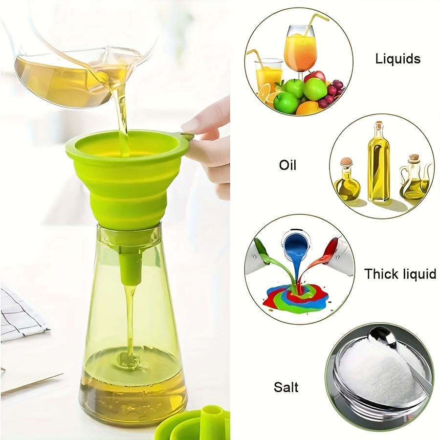 Portable Silicone Funnel Foldable Kitchen Cooking Tool for Easy Pouring