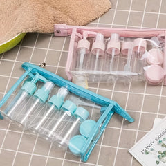 11pcs Travel Bottle Set With Zipper Bag Spray Lotion Cosmetics Plastic