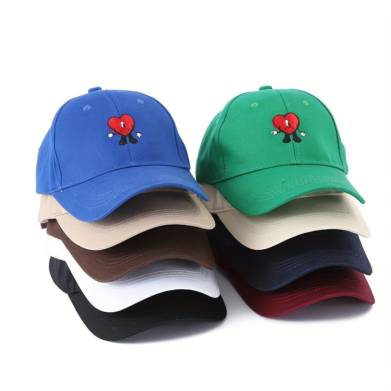 Bad Rabbit Embroidery Baseball Cap Solid Cartoon Heart Pattern Dad Hat