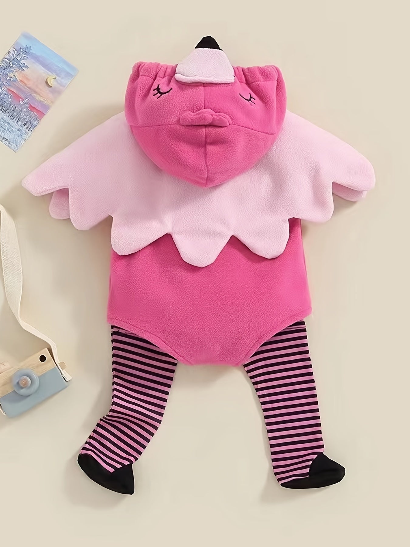 Flamingo Shape Hooded Jumpsuit & Socks Set