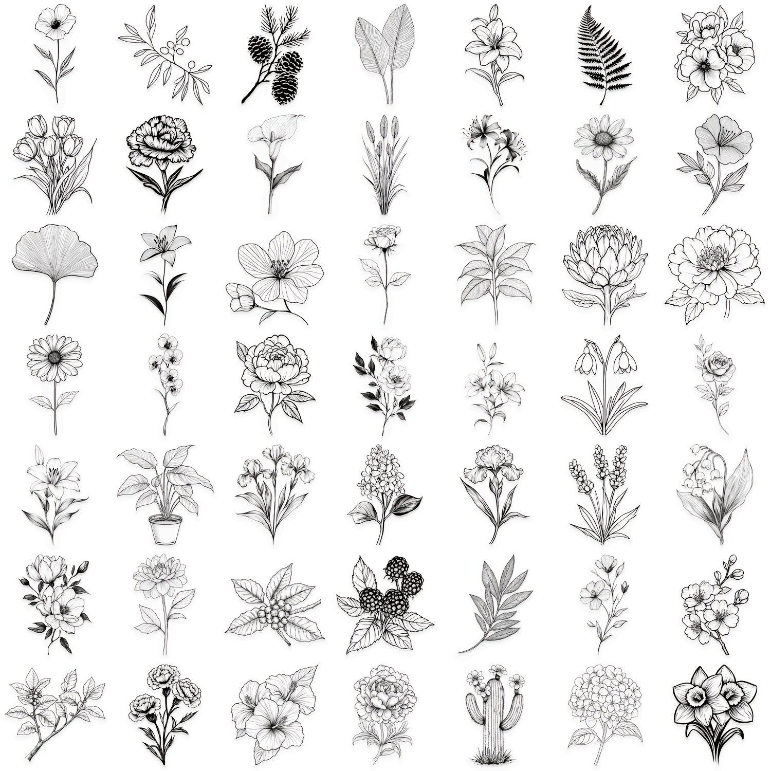 50 Retro Vinyl Aesthetic Plant Themed Stickers for Scrapbooking Diaries Laptops