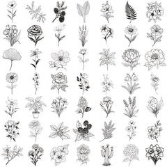 50 Retro Vinyl Aesthetic Plant Themed Stickers for Scrapbooking Diaries Laptops