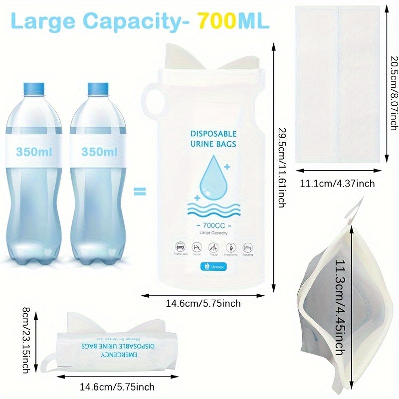 12 Pack 700ML Emergency Disposable Urinal Bags Camping Pee Bags
