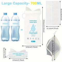 12 Pack 700ML Emergency Disposable Urinal Bags Camping Pee Bags