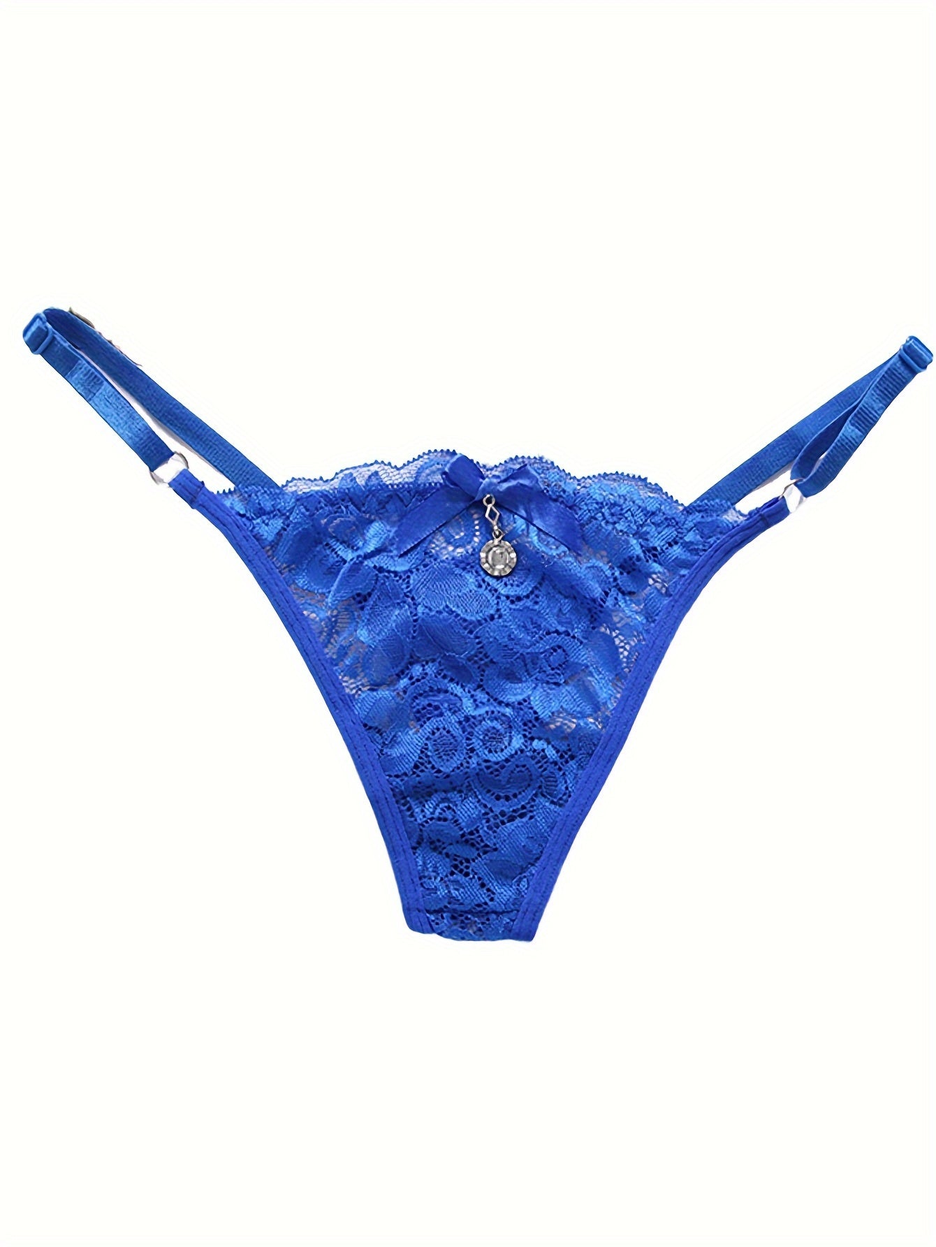 Floral Lace Thongs Cut Out Low Waist Bow Tie Panties