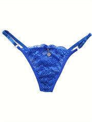 Floral Lace Thongs Cut Out Low Waist Bow Tie Panties