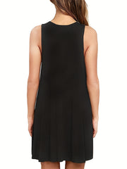 Solid Tank Dress Casual Crew Neck Sleeveless Mini Dress